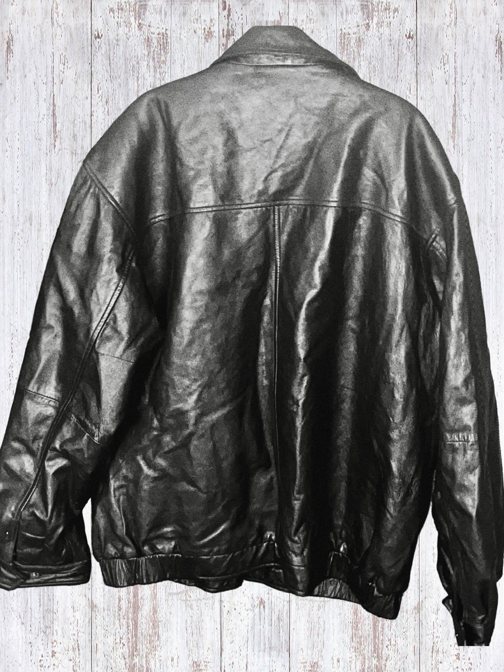 Boston Outfitters Black Leather Bomber Jacket XXL - Picture 6 of 14
